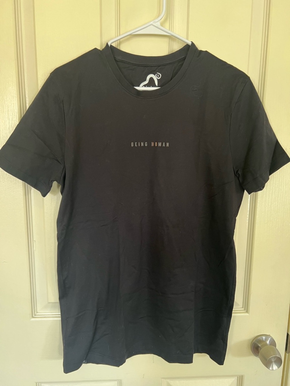 Being Human Graphic T-Shirt Black Minimal Logo Tee Short Sleeve Size Large